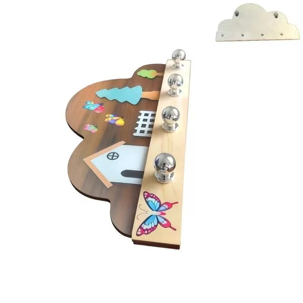 Wood Wall Hook Rack Cottage Butterfly Key Storage Shelf Brown 11in